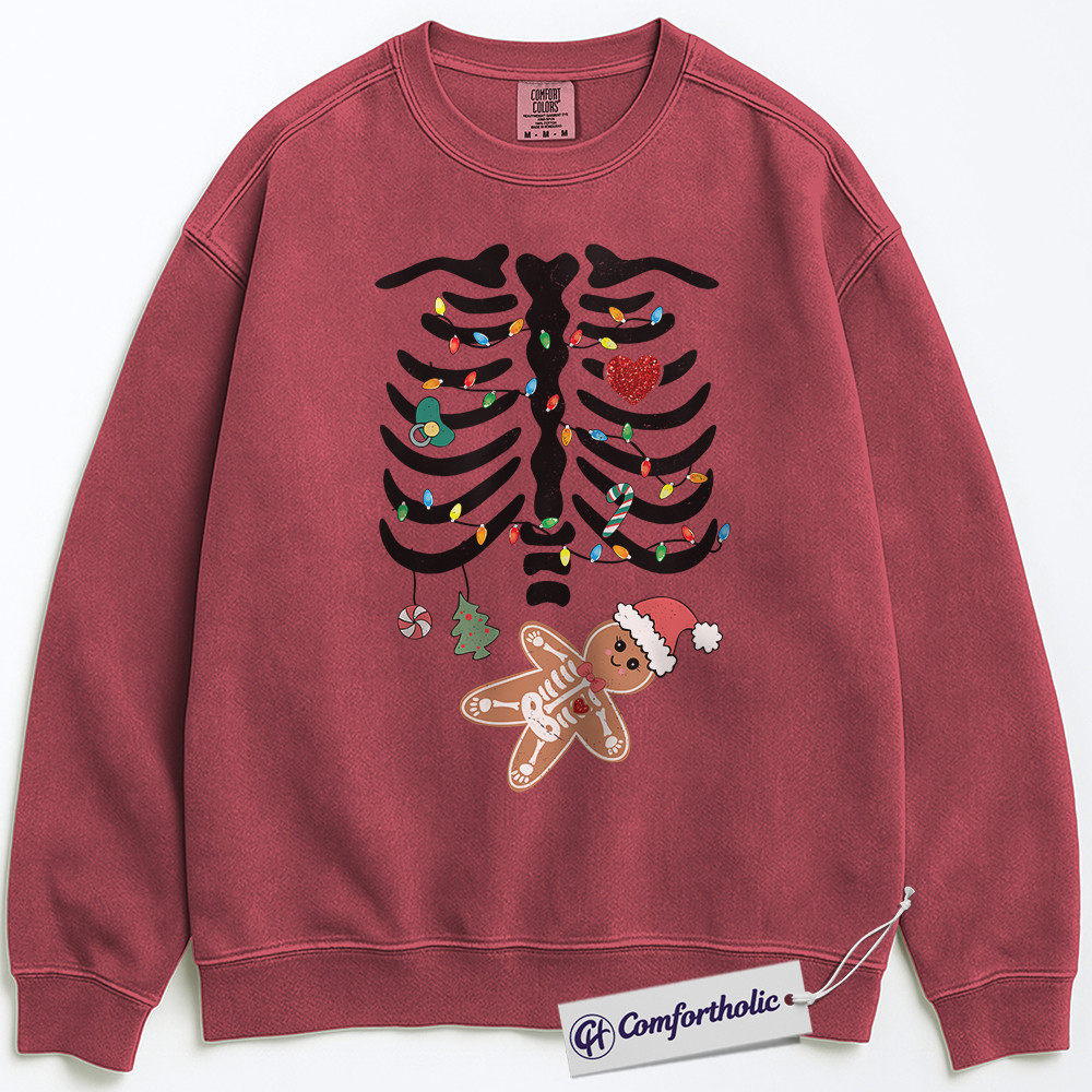 Pregnancy Christmas Sweatshirt, Maternity Skeleton Gingerbread Baby Crewneck , Funny Holiday Pregnancy Announcement Graphic Pullover, Cute Expecting Mom Gift, Christmas Comfort Colors Sweatshirt - Image 8