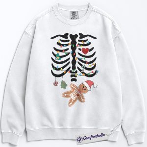 Pregnancy Christmas Sweatshirt, Maternity Skeleton Gingerbread Baby Crewneck , Funny Holiday Pregnancy Announcement Graphic Pullover, Cute Expecting Mom Gift, Christmas Comfort Colors Sweatshirt