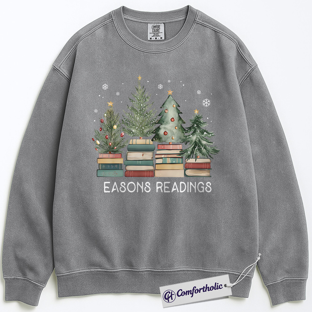 Seasons Readings Crewneck, Book Lover Christmas Sweatshirt, Funny Holiday Reading Graphic Pullover, Cute Gift for Readers & Librarians, Christmas Comfort Colors Sweatshirt - Image 2