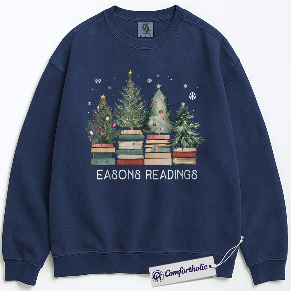 Seasons Readings Crewneck, Book Lover Christmas Sweatshirt, Funny Holiday Reading Graphic Pullover, Cute Gift for Readers & Librarians, Christmas Comfort Colors Sweatshirt - Image 3