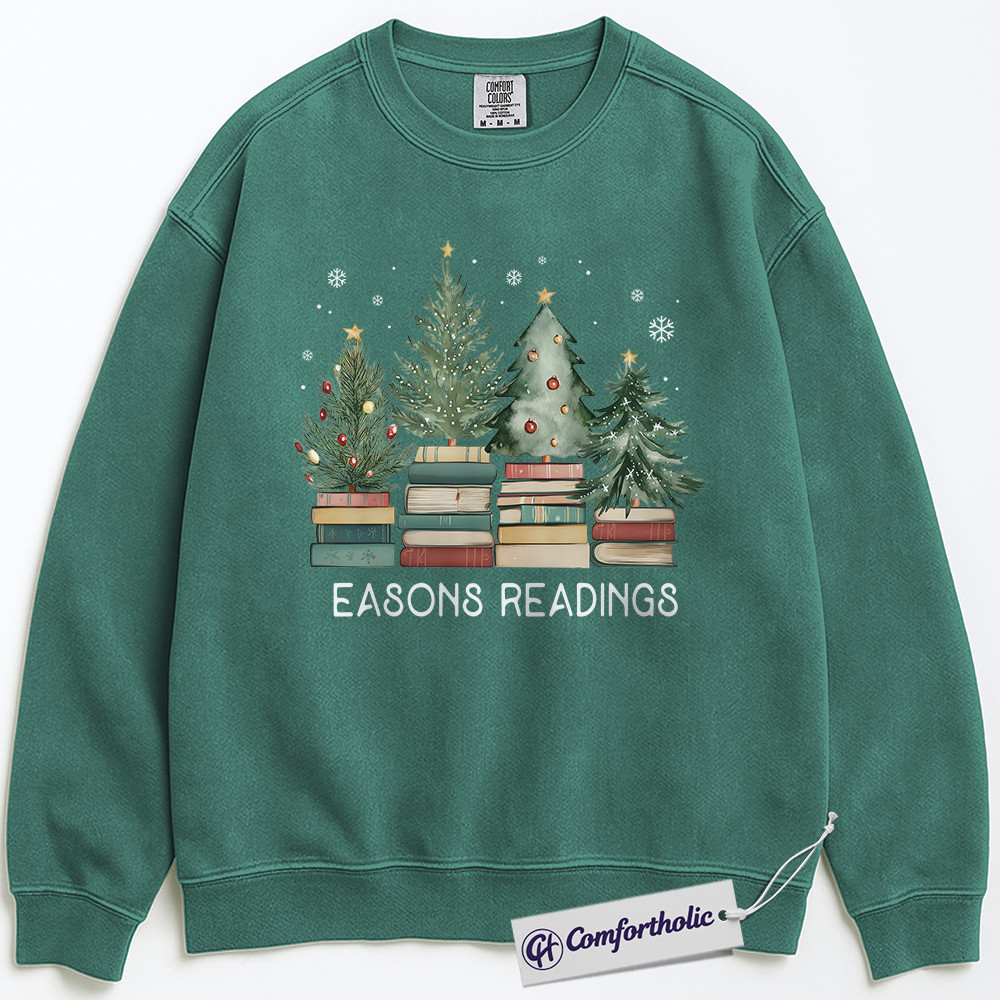 Seasons Readings Crewneck, Book Lover Christmas Sweatshirt, Funny Holiday Reading Graphic Pullover, Cute Gift for Readers & Librarians, Christmas Comfort Colors Sweatshirt - Image 5