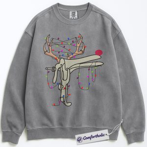 Alternative view of Funny Speculum Reindeer Christmas Sweatshirt, Medical Humor Holiday Pullover, Rudolph Doctor Gift Graphic Sweatshirt for Nurses & Healthcare Workers, Christmas Comfort Colors Sweatshirt