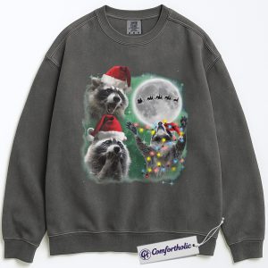 Raccoon Christmas Sweatshirt, Funny Animal Holiday Sweatshirt, Cute Raccoon in Santa Hat Graphic Sweatshirt, Christmas Gift for Animal Lovers, Christmas Comfort Colors Sweatshirt