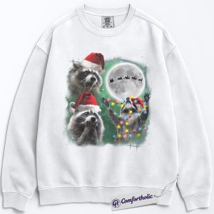 Alternative view of Raccoon Christmas Sweatshirt, Funny Animal Holiday Sweatshirt, Cute Raccoon in Santa Hat Graphic Sweatshirt, Christmas Gift for Animal Lovers, Christmas Comfort Colors Sweatshirt