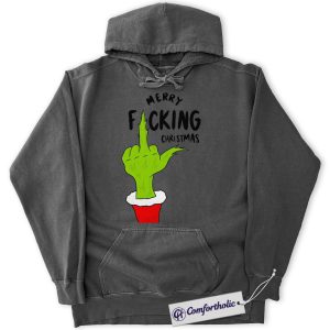 Alternative view of The Grinch Hoodie, Christmas Hoodie, Animated Graphic Pullover, Christmas Comfort Colors Hoodie