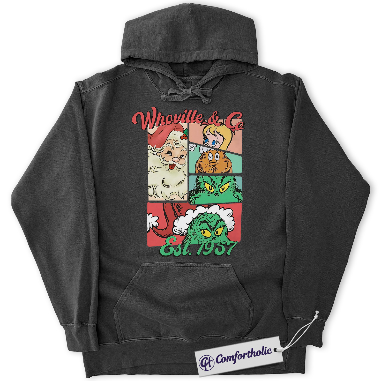 The Grinch Hoodie, Christmas Hoodie, Animated Graphic Pullover, Christmas Comfort Colors Hoodie - Image 4