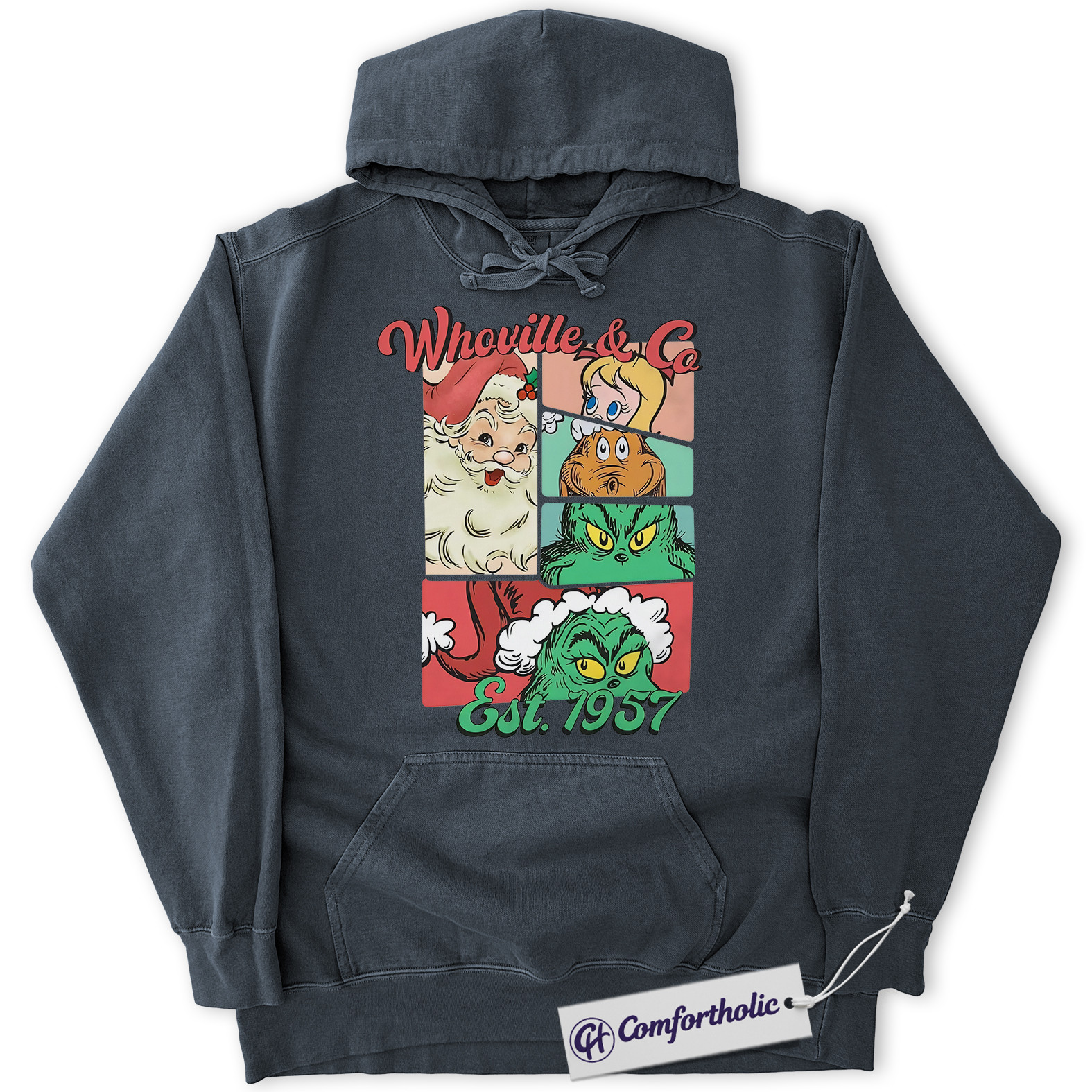 The Grinch Hoodie, Christmas Hoodie, Animated Graphic Pullover, Christmas Comfort Colors Hoodie - Image 6