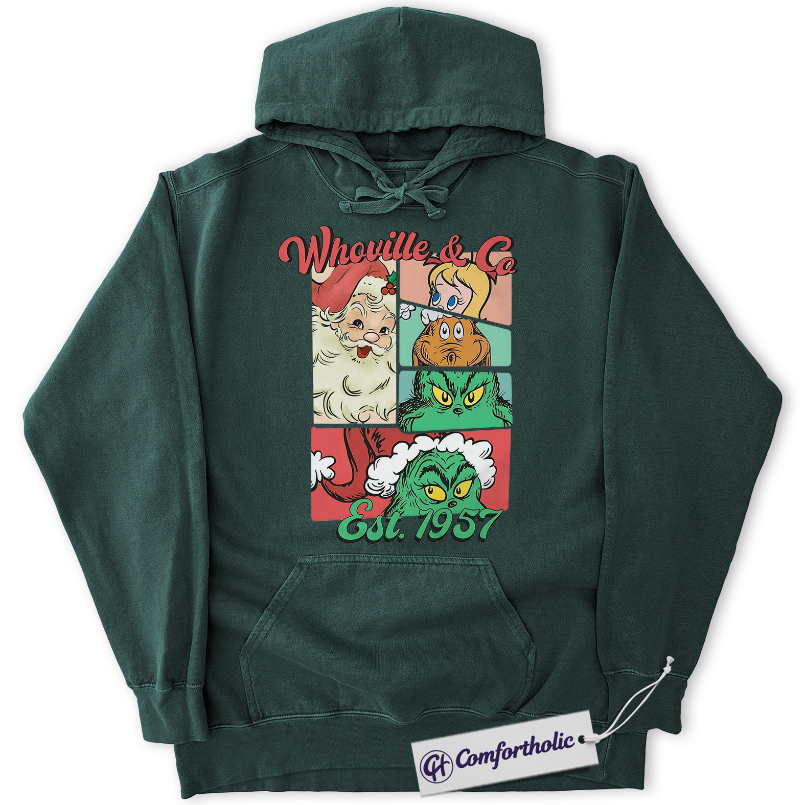 The Grinch Hoodie, Christmas Hoodie, Animated Graphic Pullover, Christmas Comfort Colors Hoodie - Image 7