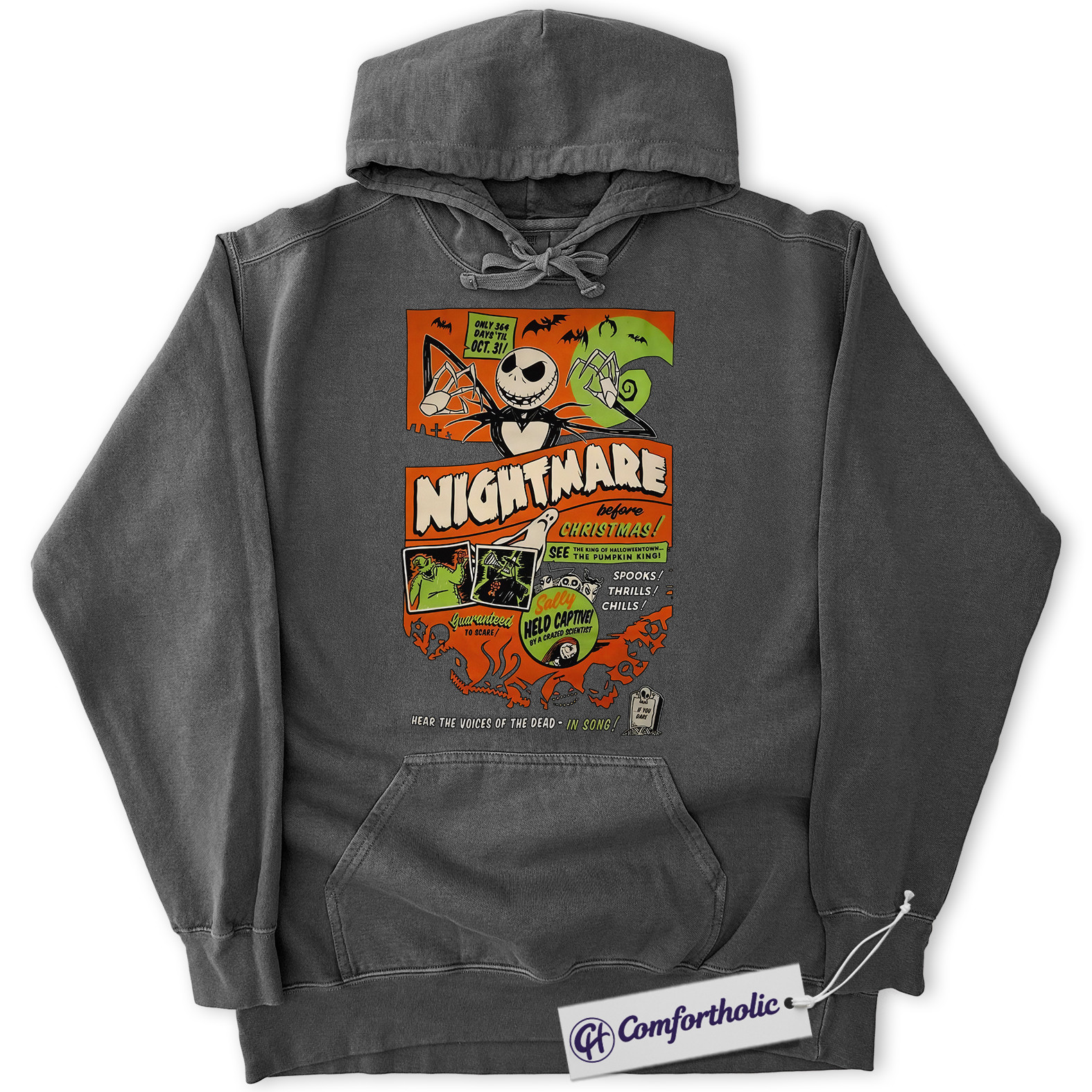 The Nightmare Before Christmas Hoodie, Animated Graphic Pullover, Comfort Colors Hoodie - Image 2