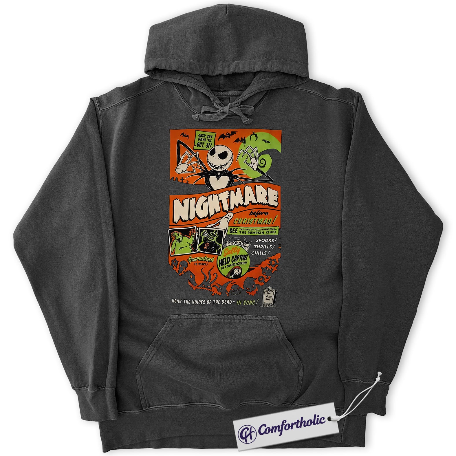 The Nightmare Before Christmas Hoodie, Animated Graphic Pullover, Comfort Colors Hoodie