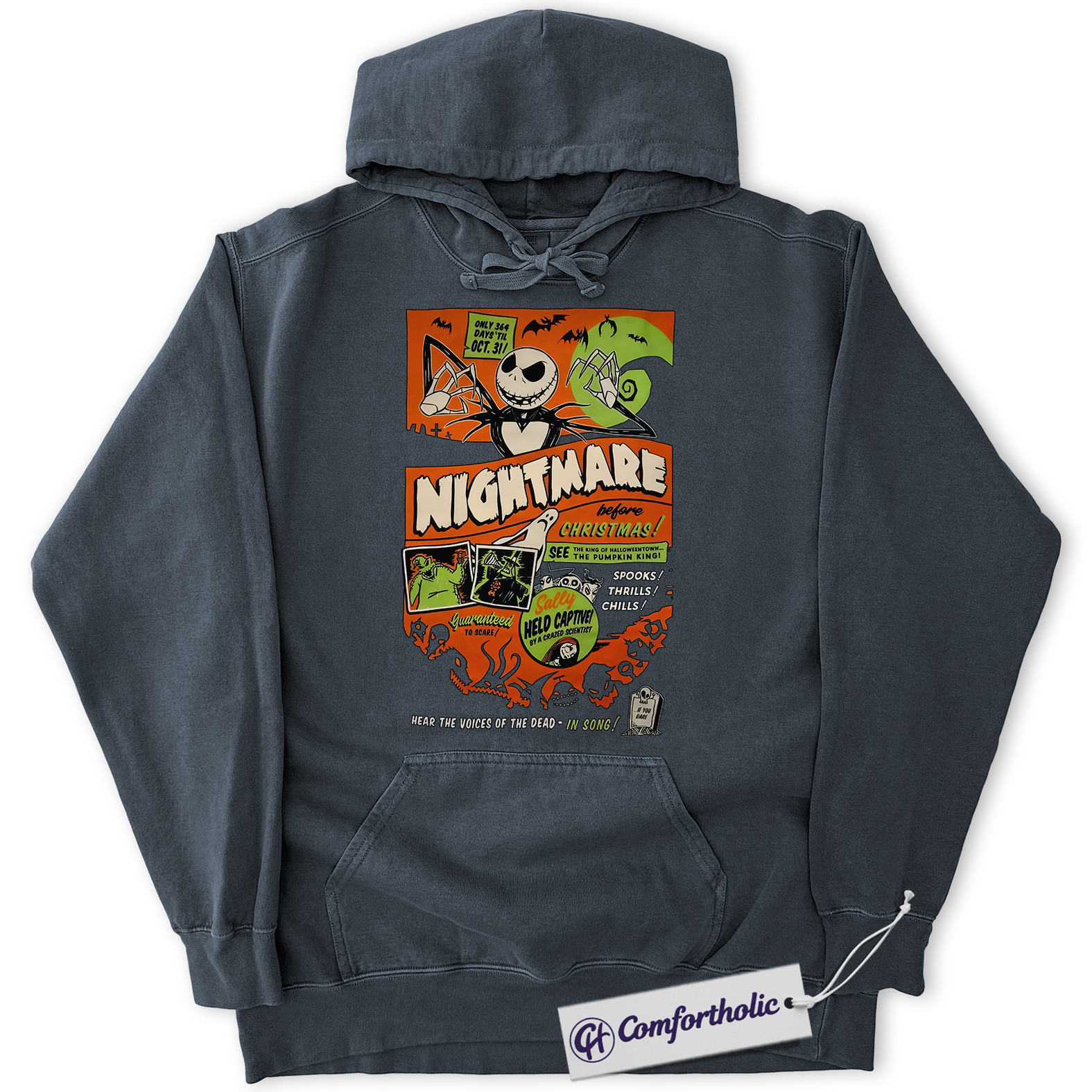 The Nightmare Before Christmas Hoodie, Animated Graphic Pullover, Comfort Colors Hoodie - Image 3