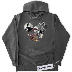Alternative view of The Nightmare Before Christmas Hoodie, Animated Graphic Pullover, Comfort Colors Hoodie