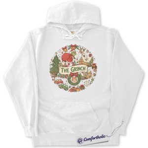 Alternative view of The Grinch Hoodie, Christmas Hoodie, Animated Graphic Pullover, Christmas Comfort Colors Hoodie