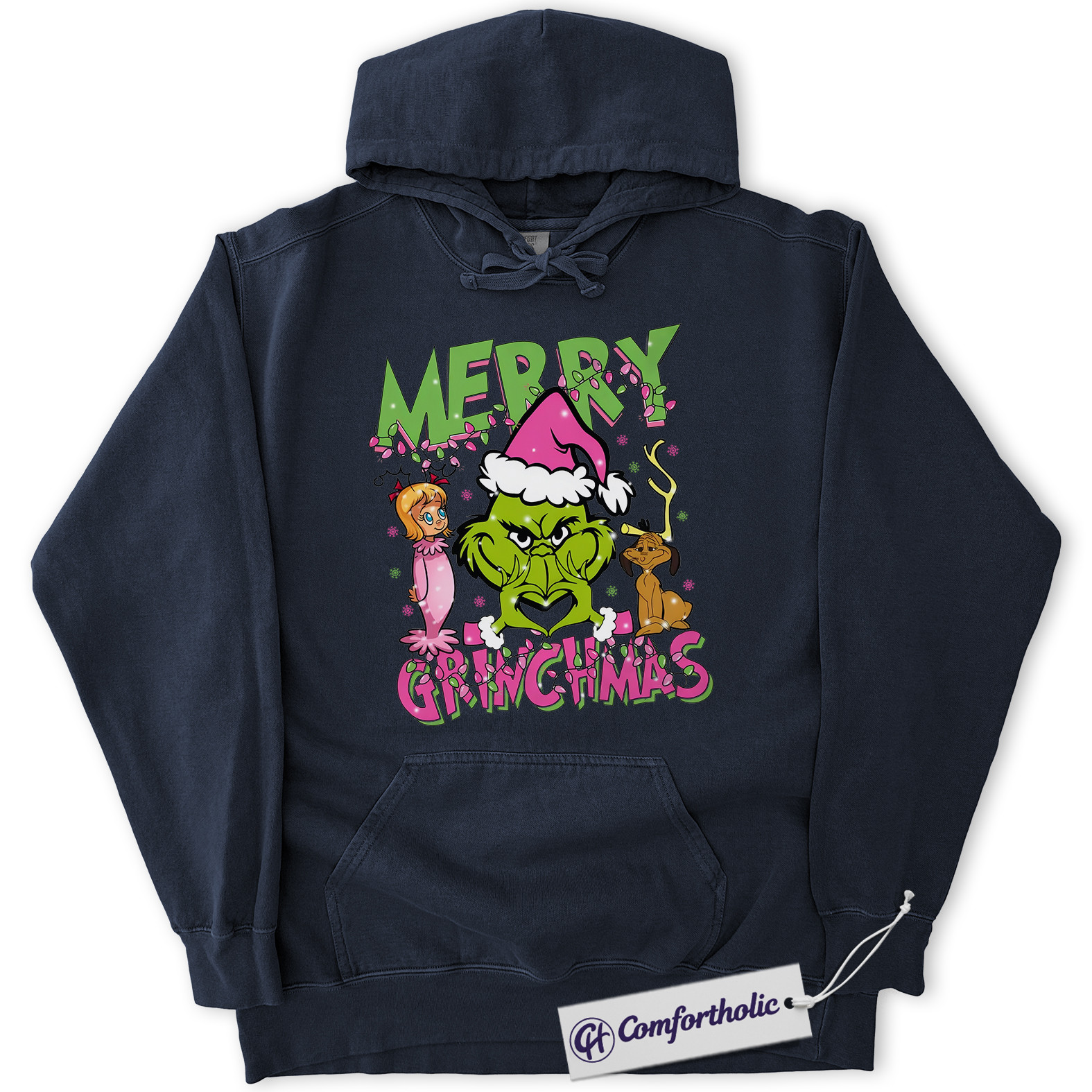 The Grinch Hoodie, Christmas Hoodie, Animated Graphic Pullover, Christmas Comfort Colors Hoodie - Image 5