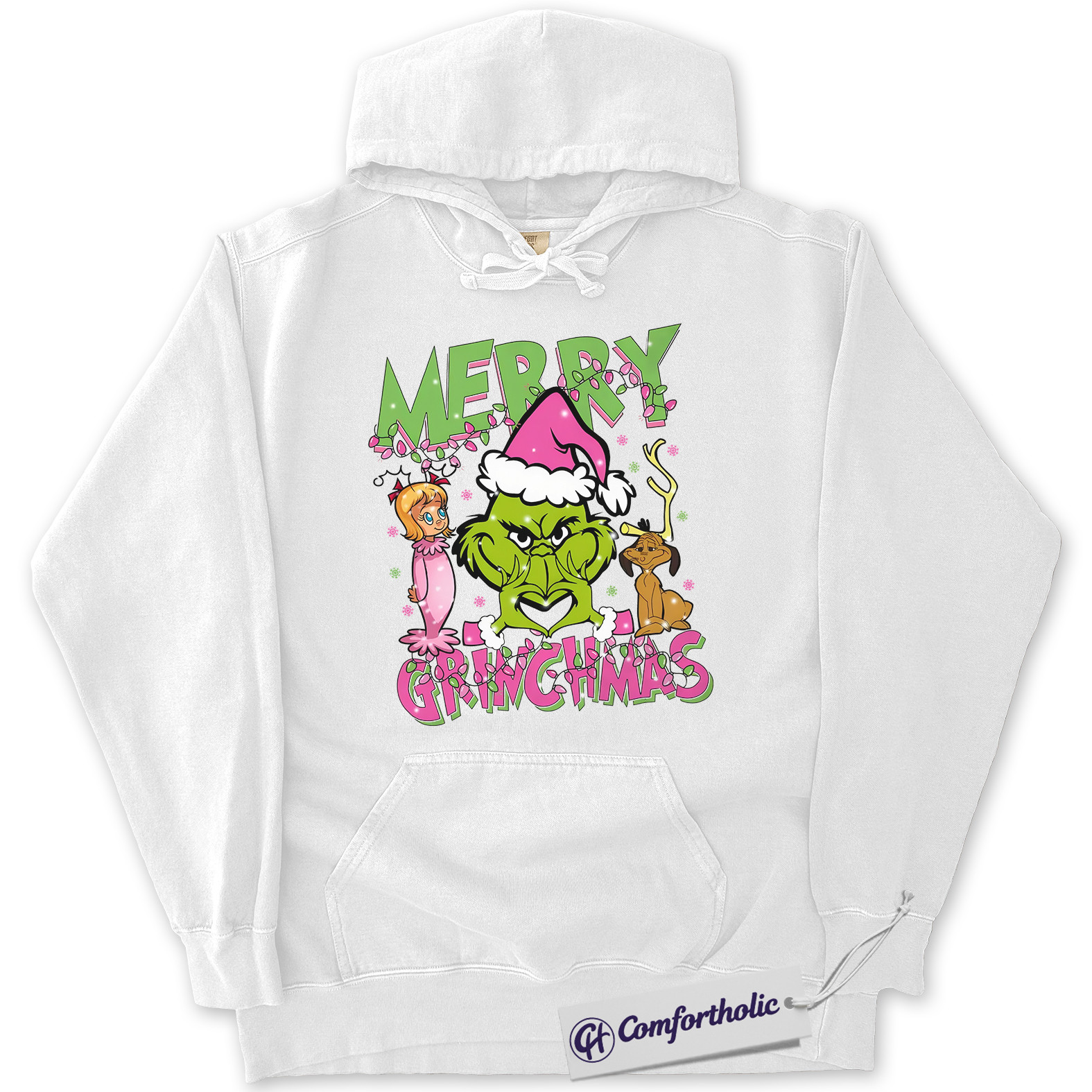 The Grinch Hoodie, Christmas Hoodie, Animated Graphic Pullover, Christmas Comfort Colors Hoodie - Image 2