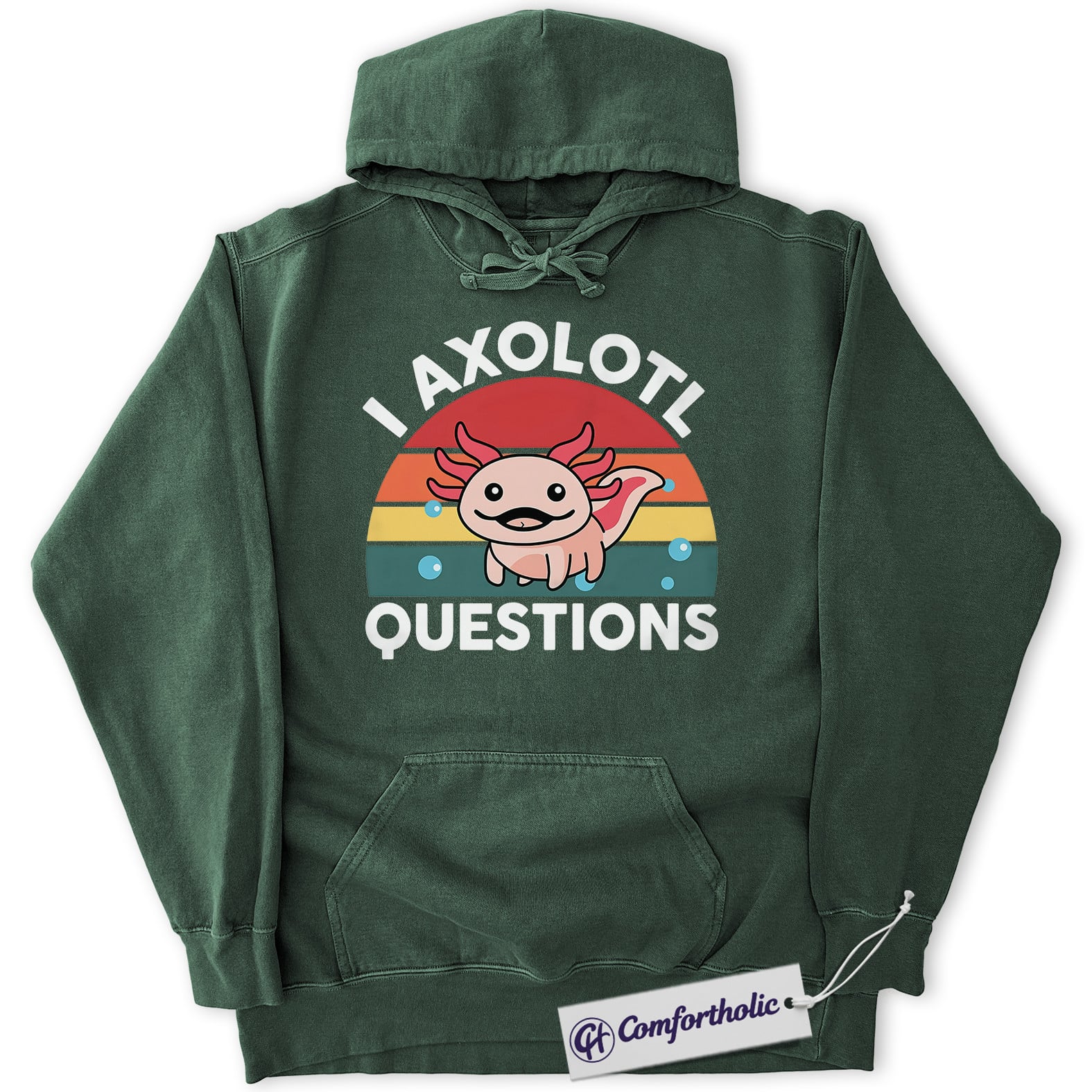 I Axolotl Questions Hoodie, Funny Axolotl Hoodie, Cute Aquatic Salamander Graphic Pullover, Animal Lover Comfort Colors Hoodie - Image 6