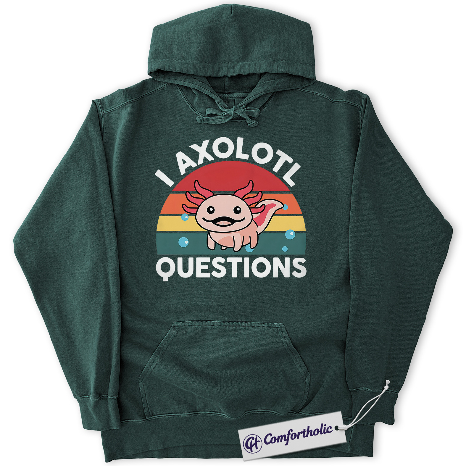 I Axolotl Questions Hoodie, Funny Axolotl Hoodie, Cute Aquatic Salamander Graphic Pullover, Animal Lover Comfort Colors Hoodie - Image 7