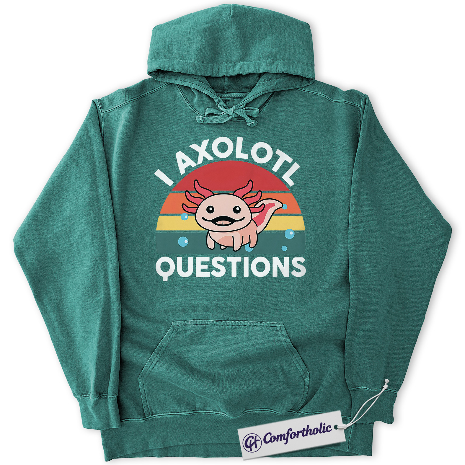 I Axolotl Questions Hoodie, Funny Axolotl Hoodie, Cute Aquatic Salamander Graphic Pullover, Animal Lover Comfort Colors Hoodie - Image 8