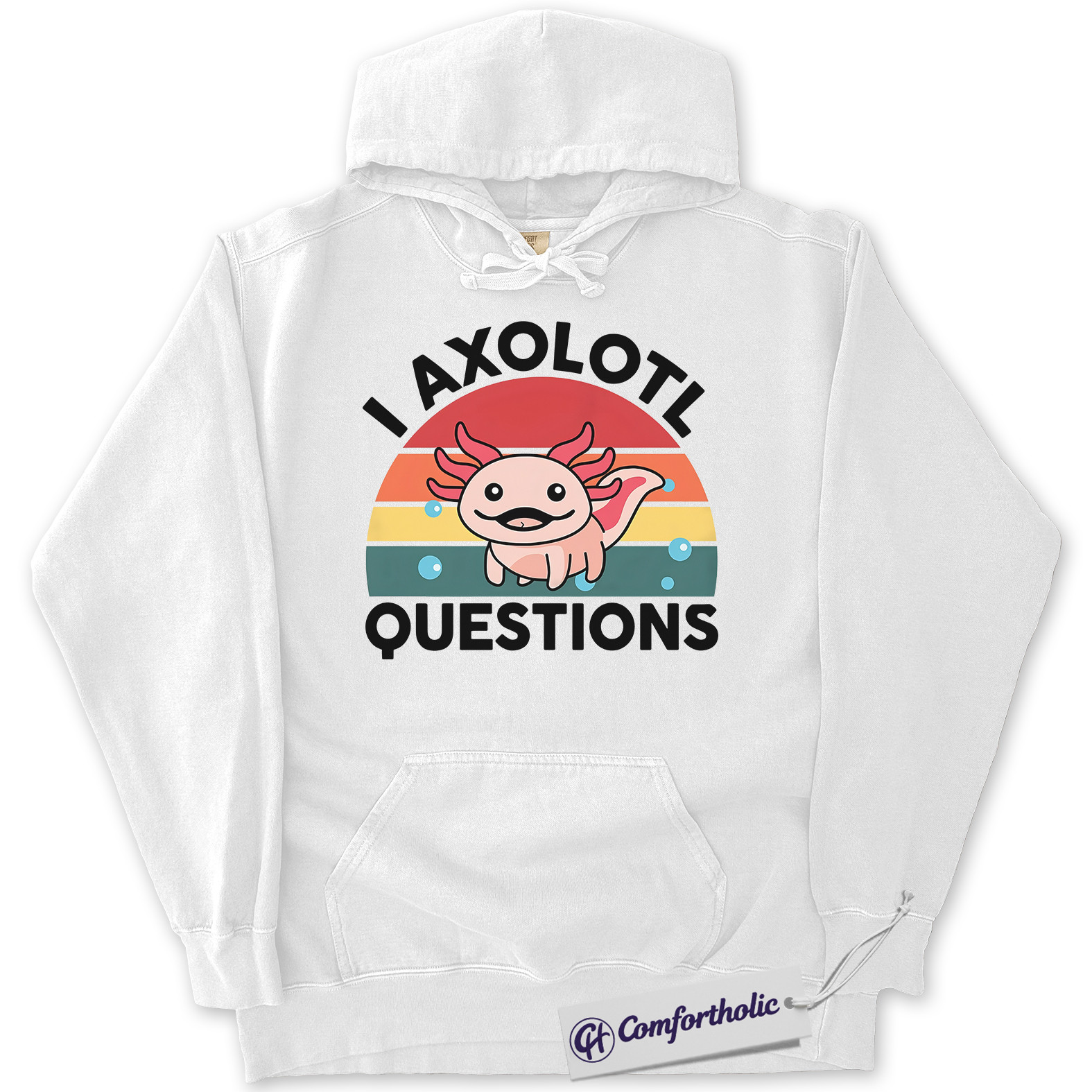 I Axolotl Questions Hoodie, Funny Axolotl Hoodie, Cute Aquatic Salamander Graphic Pullover, Animal Lover Comfort Colors Hoodie - Image 4