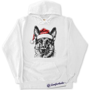 German Shepherd Christmas Hoodie, Funny Holiday Pet Lover Hoodie, Santa Dog Graphic Pullover, Cute Gift for Dog Lovers, Christmas Comfort Colors Hoodie