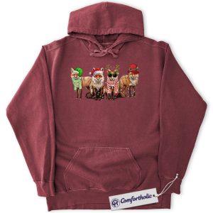 Christmas Fox Hoodie, Funny Animal Holiday Hoodie, Cute Wildlife Lover Graphic Pullover, Festive Gift for Fox Lovers, Christmas Comfort Colors Hoodie