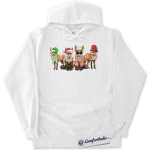 Alternative view of Christmas Fox Hoodie, Funny Animal Holiday Hoodie, Cute Wildlife Lover Graphic Pullover, Festive Gift for Fox Lovers, Christmas Comfort Colors Hoodie