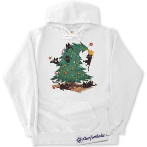 Funny Christmas Cat Hoodie, Naughty Black Cats Christmas Tree Hoodie, Cute Holiday Pet Lover Graphic Pullover, Gift for Cat Owners, Christmas Comfort Colors Hoodie