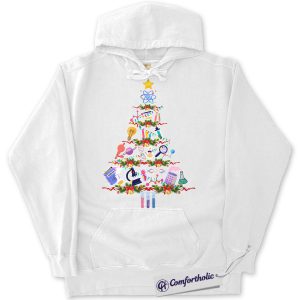 Alternative view of Science Christmas Tree Hoodie, Funny STEM Teacher Holiday Hoodie, Chemistry Biology Physics Graphic Pullover, Gift for Science Lovers, Christmas Comfort Colors Hoodie