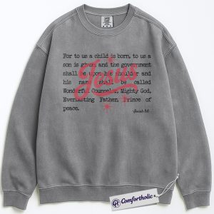 Alternative view of Jesus Christmas Sweatshirt, Isaiah 9:6 Bible Verse Sweatshirt, Christian Faith-Based Holiday Graphic Sweatshirt, Religious Christmas Gift for Believers, Christmas Comfort Colors Sweatshirt