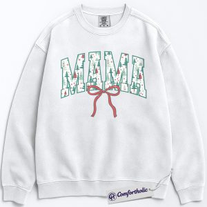 Alternative view of Christmas Mama Sweatshirt, Festive Holiday Mom Pullover, Cute Tree Pattern Graphic Sweatshirt, Family Matching Christmas Gift for Moms, Christmas Comfort Colors Sweatshirt