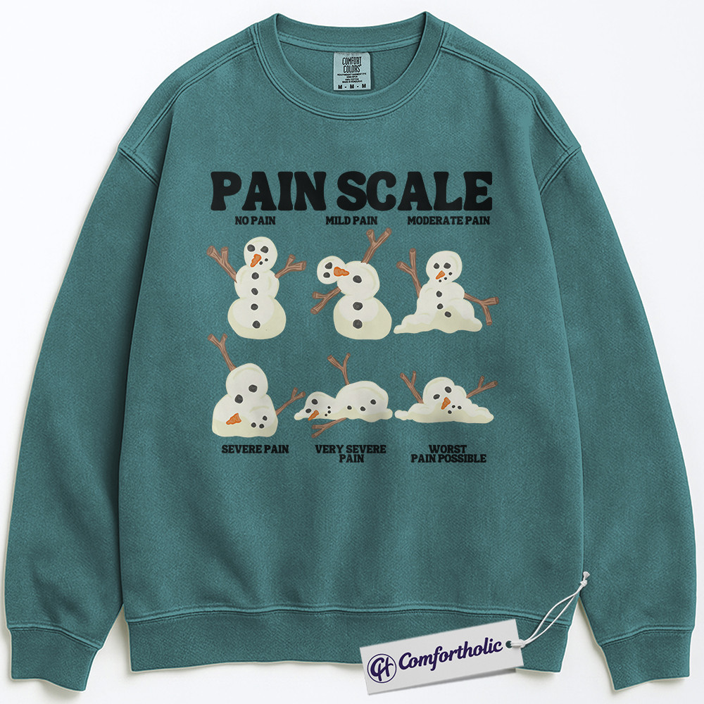 Pain Scale Snowman Sweatshirt, Funny Nurse Christmas Pullover, Medical Humor Holiday Graphic Sweatshirt, Cute Winter RN Gift for Healthcare Workers, Christmas Comfort Colors Sweatshirt - Image 6