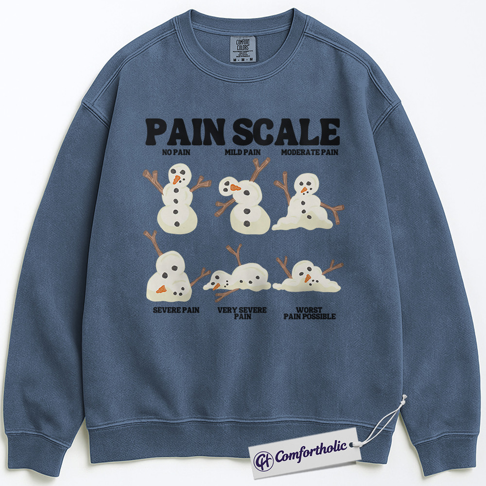 Pain Scale Snowman Sweatshirt, Funny Nurse Christmas Pullover, Medical Humor Holiday Graphic Sweatshirt, Cute Winter RN Gift for Healthcare Workers, Christmas Comfort Colors Sweatshirt - Image 7