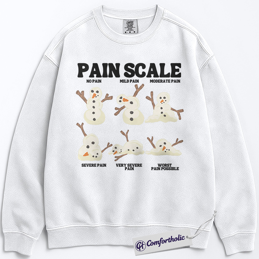 Pain Scale Snowman Sweatshirt, Funny Nurse Christmas Pullover, Medical Humor Holiday Graphic Sweatshirt, Cute Winter RN Gift for Healthcare Workers, Christmas Comfort Colors Sweatshirt - Image 2