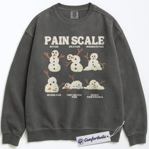 Pain Scale Snowman Sweatshirt, Funny Nurse Christmas Sweatshirt, Medical Humor Holiday Graphic Sweatshirt, Cute Winter RN Gift for Healthcare Workers, Christmas Comfort Colors Sweatshirt