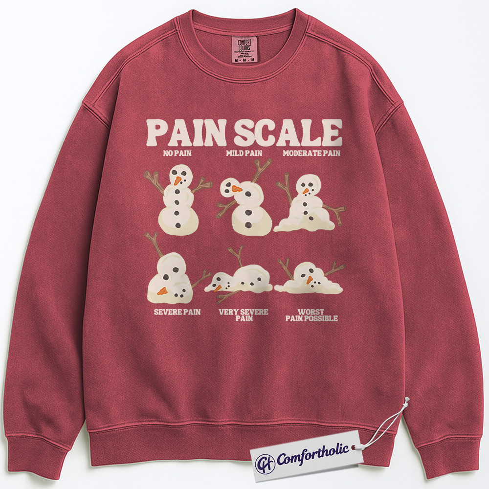 Pain Scale Snowman Sweatshirt, Funny Nurse Christmas Sweatshirt, Medical Humor Holiday Graphic Sweatshirt, Cute Winter RN Gift for Healthcare Workers, Christmas Comfort Colors Sweatshirt - Image 8