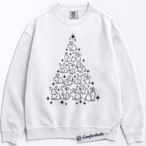 Alternative view of Bunny Christmas Tree Sweatshirt, Cute Rabbit Holiday Sweatshirt, Animal Lover Christmas Graphic Sweatshirt, Festive Pet Lover Gift, Christmas Comfort Colors Sweatshirt