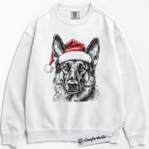 German Shepherd Christmas Sweatshirt, Funny Holiday Pet Lover Pullover, Santa Dog Graphic Crewneck, Cute Gift for Dog Lovers, Christmas Comfort Colors Sweatshirt