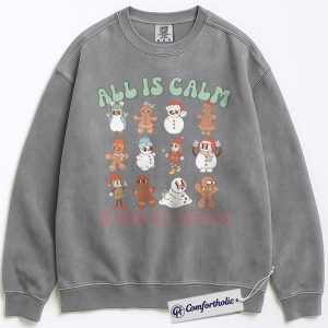 Alternative view of All Is Calm Just Kidding This Is Kindergarten Sweatshirt, Funny Teacher Christmas Pullover, Cute Holiday Classroom Graphic Crewneck, Gift for Kindergarten Teachers, Christmas Comfort Colors Sweatshirt