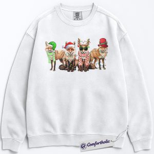 Alternative view of Christmas Fox Sweatshirt, Funny Animal Holiday Pullover, Cute Wildlife Lover Graphic Crewneck, Festive Gift for Fox Lovers, Christmas Comfort Colors Sweatshirt