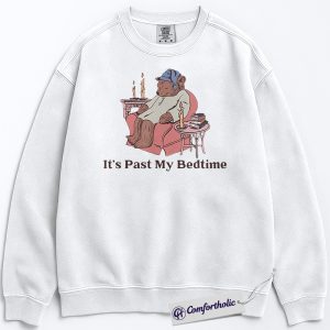 Alternative view of It’s Past My Bedtime Sweatshirt, Funny Cozy Bear Pullover, Lazy Night Quote Crewneck, Cute Sleep Lover Gift for Homebodies, Comfort Colors Sweatshirt