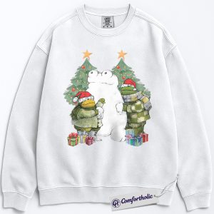 Alternative view of Holiday Frog Friends Sweatshirt, Christmas Frog Animal Pullover, Cute Whimsical Cartoon Graphic Crewneck, Festive Frog Lover Gift, Christmas Comfort Colors Sweatshirt