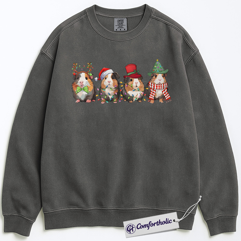 Guinea Pig Christmas Sweatshirt, Cute Holiday Pet Pullover, Funny Festive Animal Graphic Crewneck, Christmas Gift for Guinea Pig Lovers, Christmas Comfort Colors Sweatshirt - Image 4