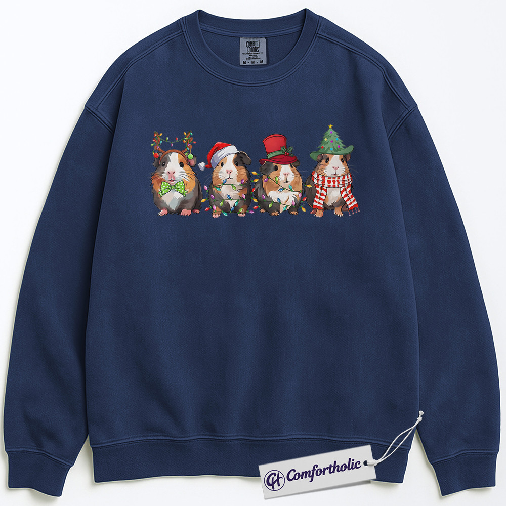 Guinea Pig Christmas Sweatshirt, Cute Holiday Pet Pullover, Funny Festive Animal Graphic Crewneck, Christmas Gift for Guinea Pig Lovers, Christmas Comfort Colors Sweatshirt - Image 5