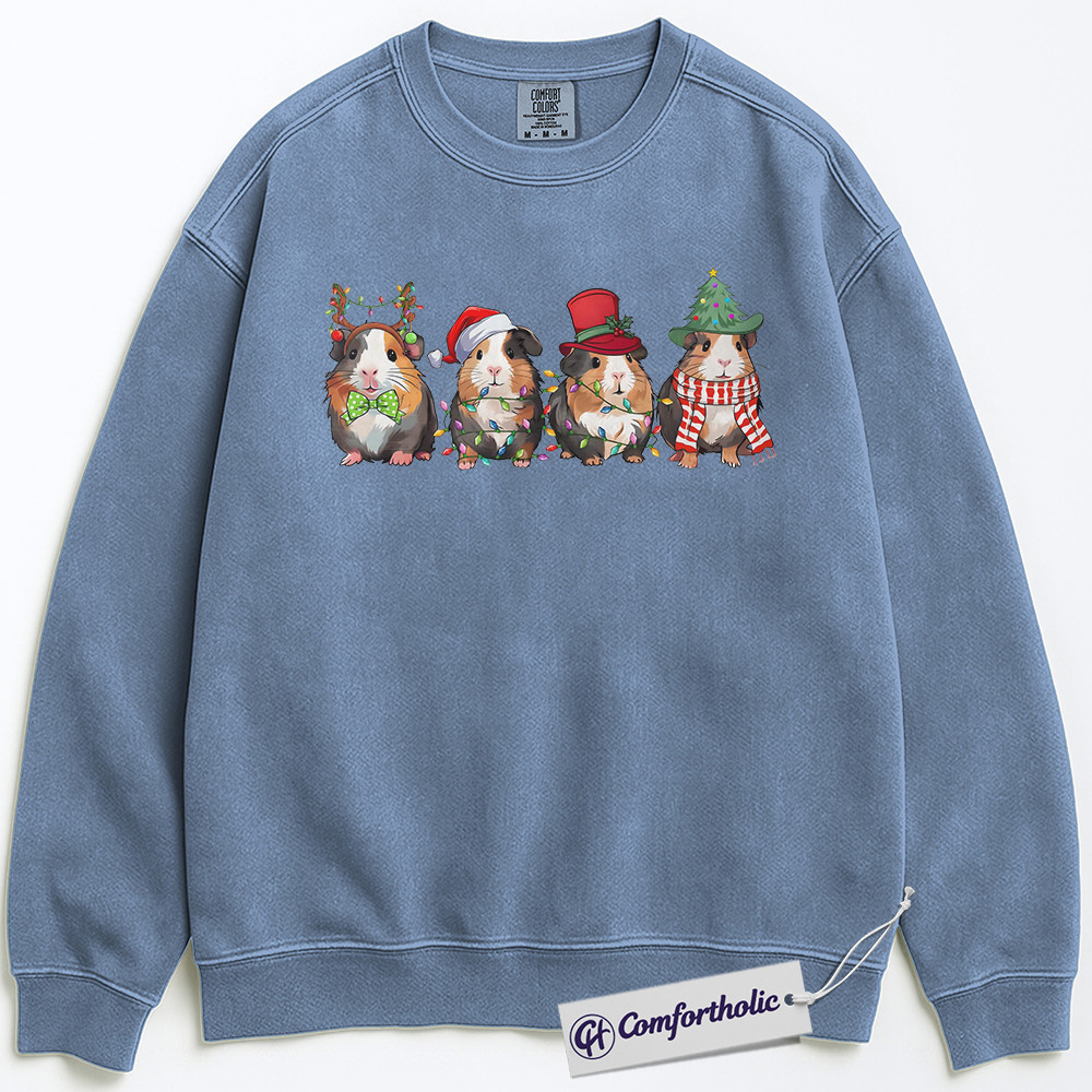 Guinea Pig Christmas Sweatshirt, Cute Holiday Pet Pullover, Funny Festive Animal Graphic Crewneck, Christmas Gift for Guinea Pig Lovers, Christmas Comfort Colors Sweatshirt - Image 6
