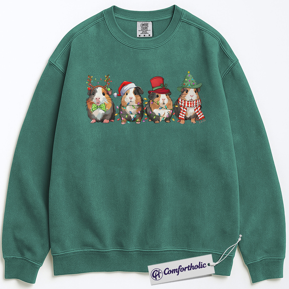 Guinea Pig Christmas Sweatshirt, Cute Holiday Pet Pullover, Funny Festive Animal Graphic Crewneck, Christmas Gift for Guinea Pig Lovers, Christmas Comfort Colors Sweatshirt