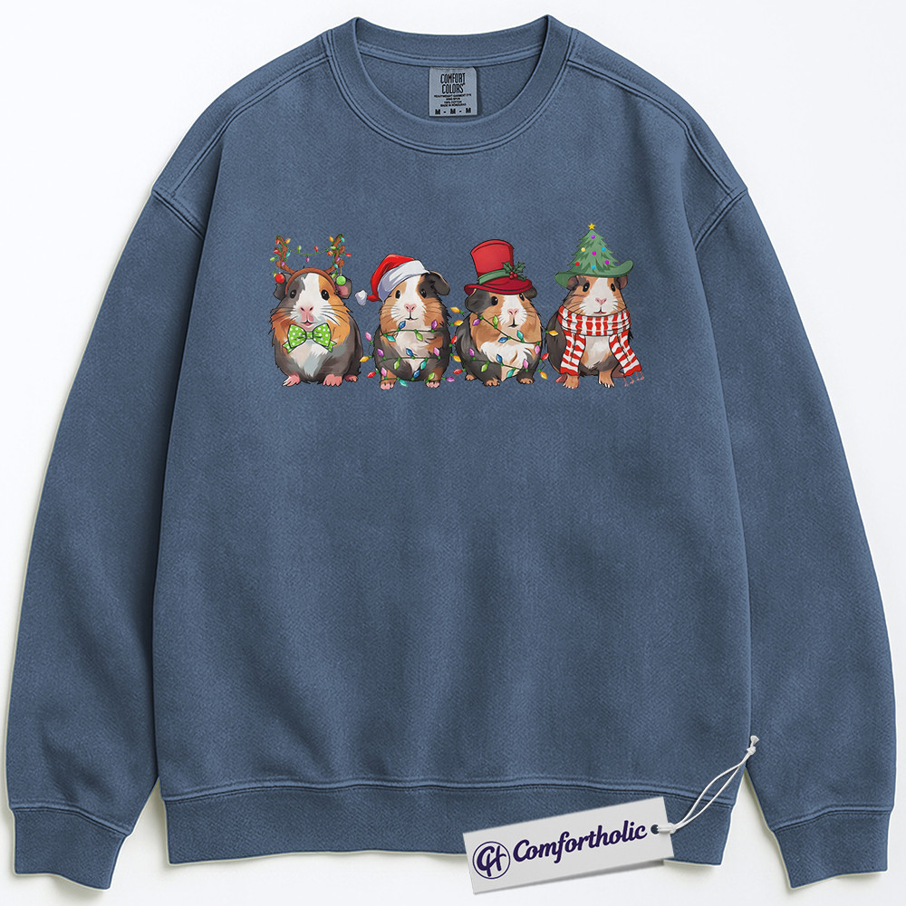 Guinea Pig Christmas Sweatshirt, Cute Holiday Pet Pullover, Funny Festive Animal Graphic Crewneck, Christmas Gift for Guinea Pig Lovers, Christmas Comfort Colors Sweatshirt - Image 8