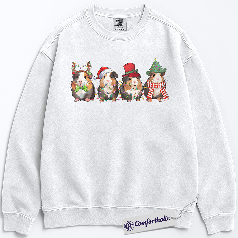 Guinea Pig Christmas Sweatshirt, Cute Holiday Pet Pullover, Funny Festive Animal Graphic Crewneck, Christmas Gift for Guinea Pig Lovers, Christmas Comfort Colors Sweatshirt - Image 2