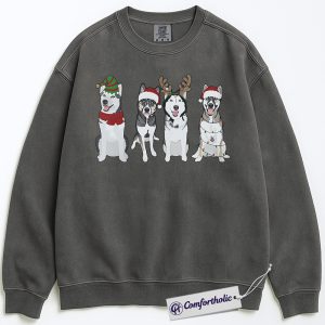 Husky Christmas Sweatshirt, Funny Holiday Dog Pullover, Cute Husky Lover Graphic Crewneck, Christmas Gift for Dog Owners, Christmas Comfort Colors Sweatshirt