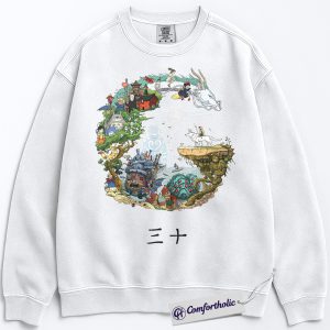 Alternative view of Studio Ghibli Sweatshirt, Anime Graphic Sweatshirt, Comfort Colors Sweatshirt