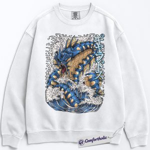 Alternative view of Gyarados Sweatshirt, Pokemon Sweatshirt, PKM Sweatshirt, Anime Graphic Sweatshirt, Comfort Colors Sweatshirt